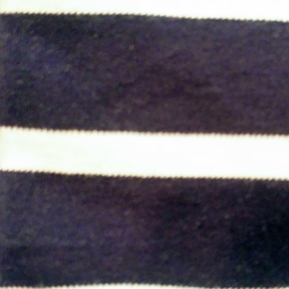 Navy & White Striped Top w/Ruffled Neck line - Picture 4 of 5